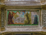 Placchetta del reliquiario di San Girolamo: il santo si solleva da letto mediante una fune