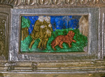 Placchetta del reliquiario di San Girolamo: i monaci accompagnano il leone