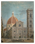  Duomo di Firenze scorcio lato nord e facciata basilicale con campanile