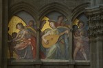 Dipinto murale ad affresco Angeli musicanti porzione destra