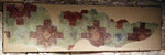 Frammento di dipinto murale con finti tendaggi rossi e verdi