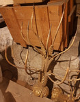 Candelabro da parete in legno e ferro battuto