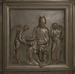 Formella della Porta della Sagrestia delle Messe Sant'Agostino tra due angeli