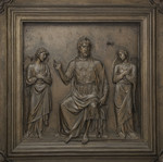 Formella della Porta della Sagrestia delle Messe San Giovanni Battista tra due angeli