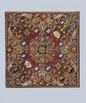 Borsa di corporale rossa con croce oro tra fiori