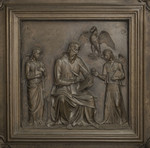 Formella della Porta della Sagrestia delle Messe San Giovanni evangelista tra due angeli